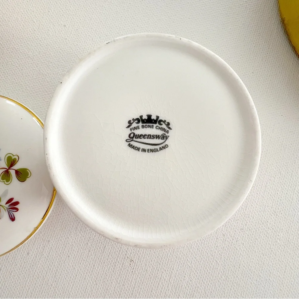 Vintage Queensway Floral Bone China Trinket Jewelry Box